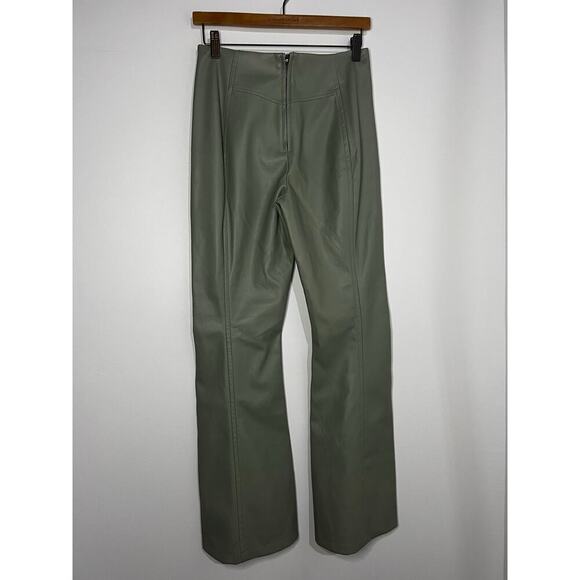 Free People Real Deal Slit Vegan Sage Leather Pants High Waist 27 - Picture 6 of 7